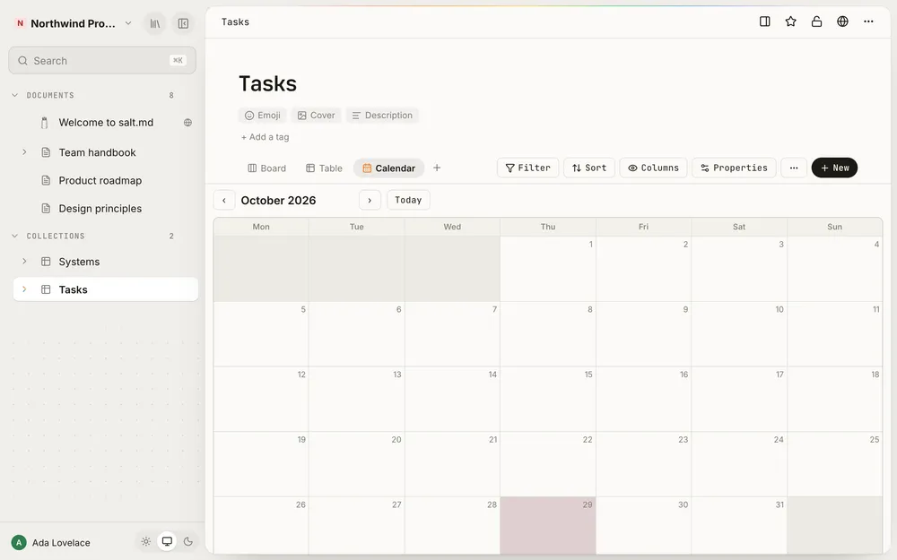 The same collection as a month calendar.