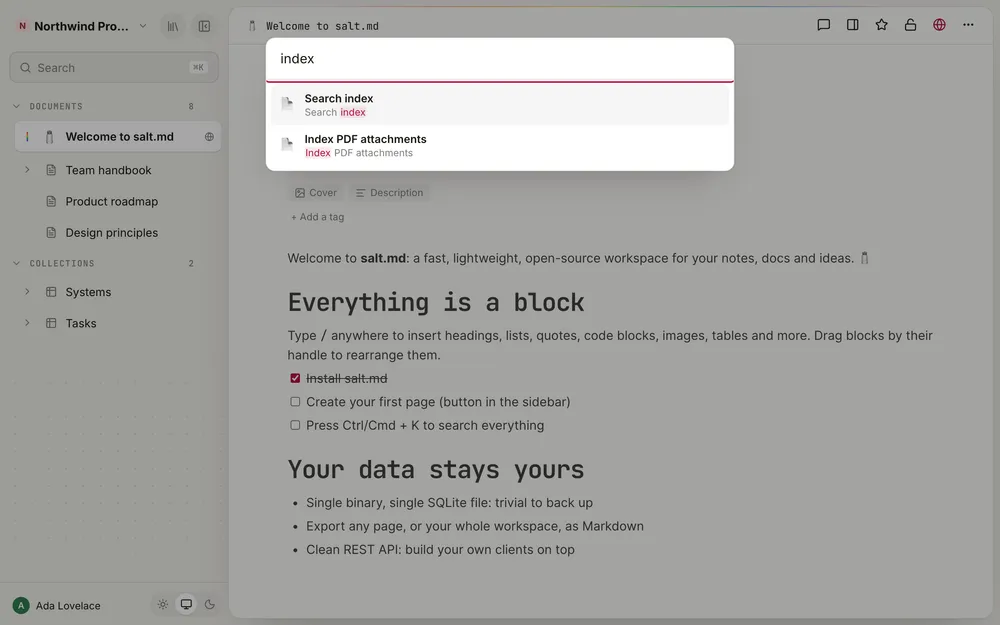 The search dialog with passage results.