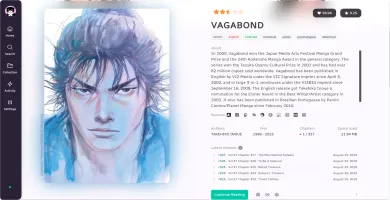 Dashboard screenshot showing manga library overview