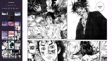 Manga reader interface with customizable layout