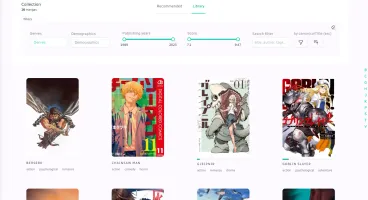 Library/collection view with organized manga