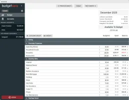 Main budget dashboard showing category groups with budgets and spending