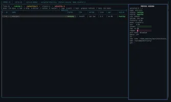 Oxmgr terminal UI showing process list with CPU, RAM, and status info