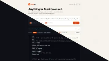PullMD web interface showing light and dark themes