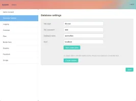 Admin panel: database settings