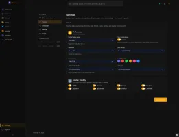 Settings page with a custom theme