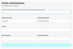 Initial administration user creation form on first startup