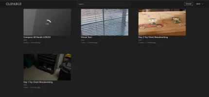 Clipable web interface preview showing video hosting UI