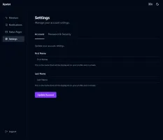 Settings page