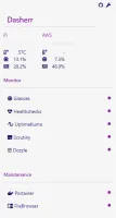 Dasherr dashboard with a different theme showing service tiles organized in sections