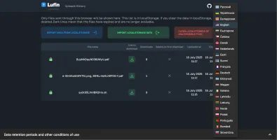 Lufin file sharing interface - second view