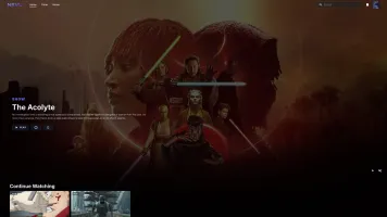 NEVU main interface showing movie library with Netflix-like design