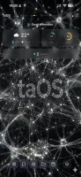 taOS mobile home screen with widget-first layout