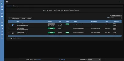 Containers table view