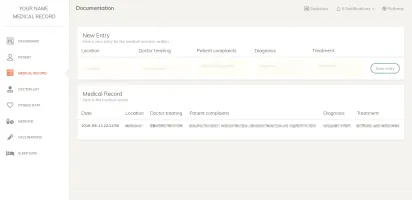Dashboard screen from version 0.1
