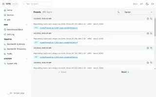 Event log displaying timestamped network activity