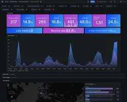 Web analytics dashboard in dark mode