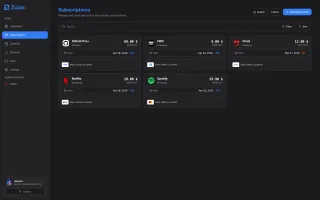 Subscriptions view