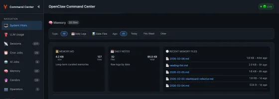 Memory browser for agent memory files