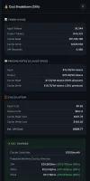 Cost breakdown modal with detailed analysis