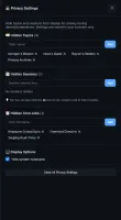 Privacy settings modal for hiding sensitive data