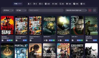 Library view showing unified game collection