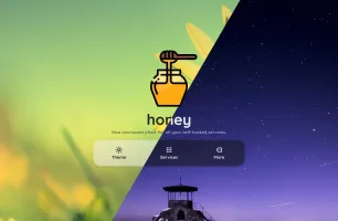 honey dashboard showing service grid with dark mode
