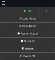 Actions page with quick system controls