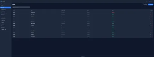 Cards management page for access credentials