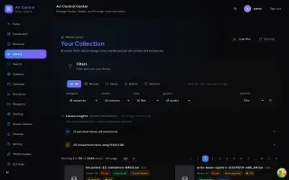 Library browser with movies, TV shows, music, and books