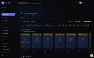 Discover page with TMDB trending and popular content