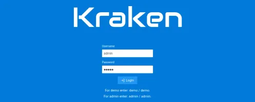 Login page with admin credentials