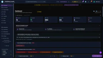 KubeStellar Console main dashboard showing multi-cluster overview