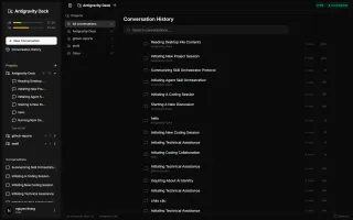 Conversation History view showing all-time history grouped by project