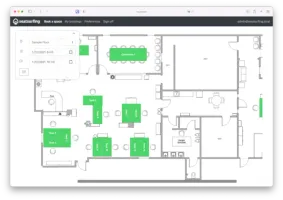 Seatsurfing Web Booking UI showing desk search and booking