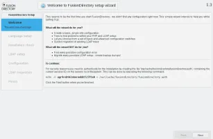 Welcome step of web setup