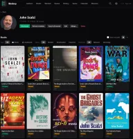 Author detail page with monitored books (dark theme)