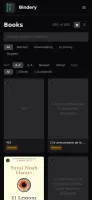 Books view on mobile (dark theme)