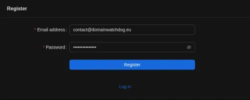 User registration screen