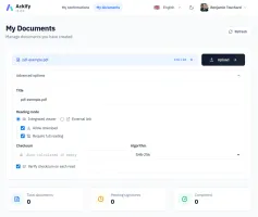 Document upload screen