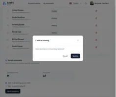 Add readers/confirmation request screen