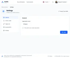 Admin settings dashboard