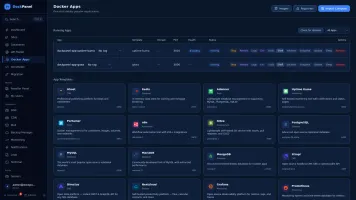 Docker Apps with 147 one-click templates across 14 categories