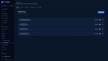 Monitoring with HTTP/TCP/ping uptime checks, SLA tracking, PagerDuty integration