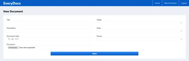 Uploading new document screen