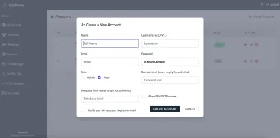 Create account screen in light mode