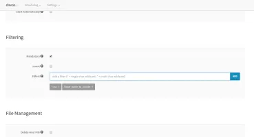 Schedule configuration page 2 with filters