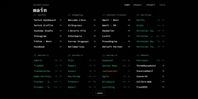 Dashboard view showing bookmarks organized in categories