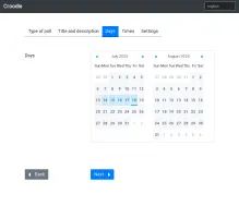 Poll creation step: Days selection