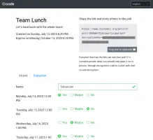 Poll voting interface